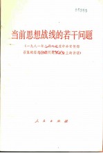 当前思想战线的若干问题 1981年8月8日在中央宣传部召集的思想战线问题座谈会上的讲话