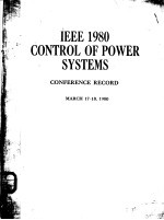 IEEE 1980 CONTROL OF POWER SYSTEMS