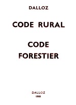 CODE RURAL CODE FORESTIER TREIZIEME